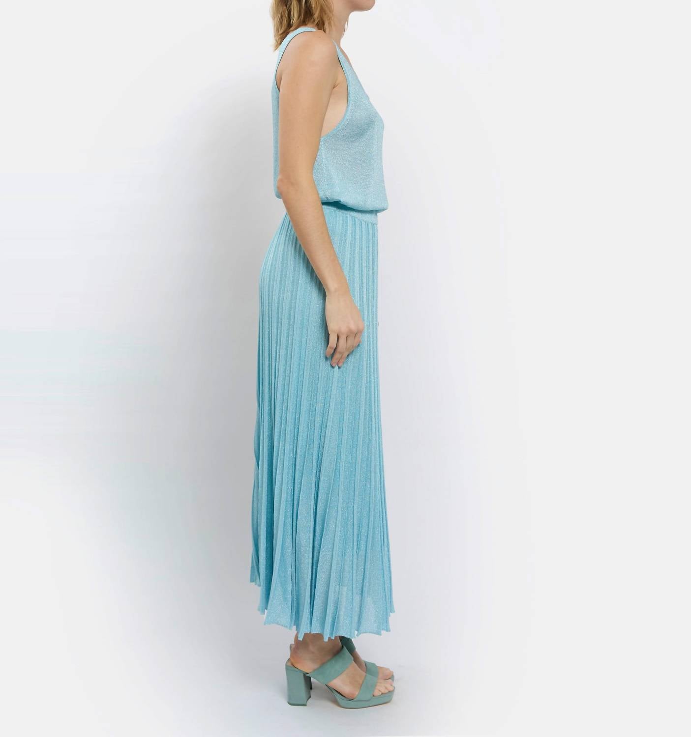 Maison Lurex Women's Gala Lurex Tank Top in aqua - women's tank top - alternate view