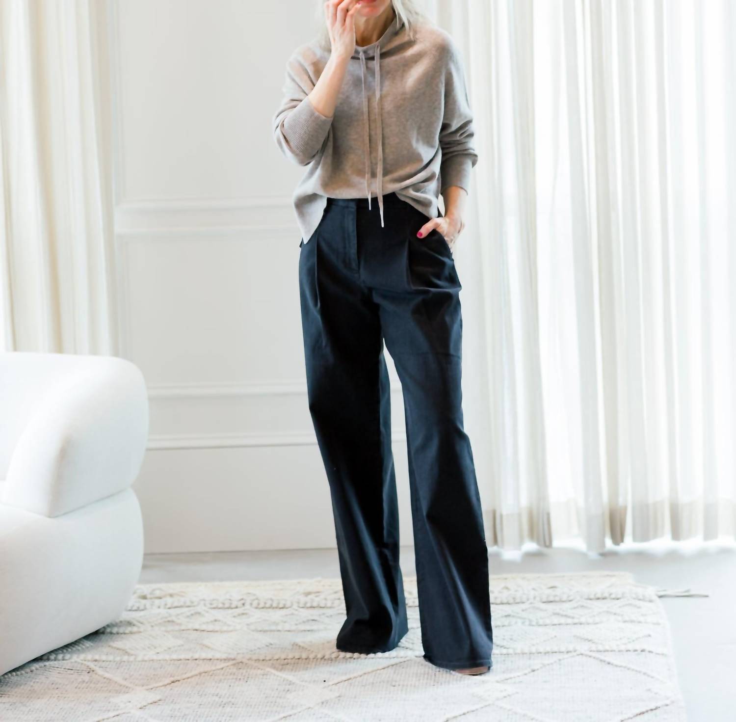 The Garment Merci Anagram Pants in black denim - women's pants - detail view
