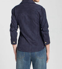 APNY VEGAN LEATHER SHIRT in navy - women's shirt - alternate view