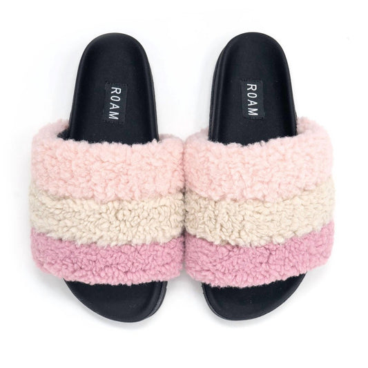 Roam - WOMEN'S STRIPED FUZZY SLIPPERS