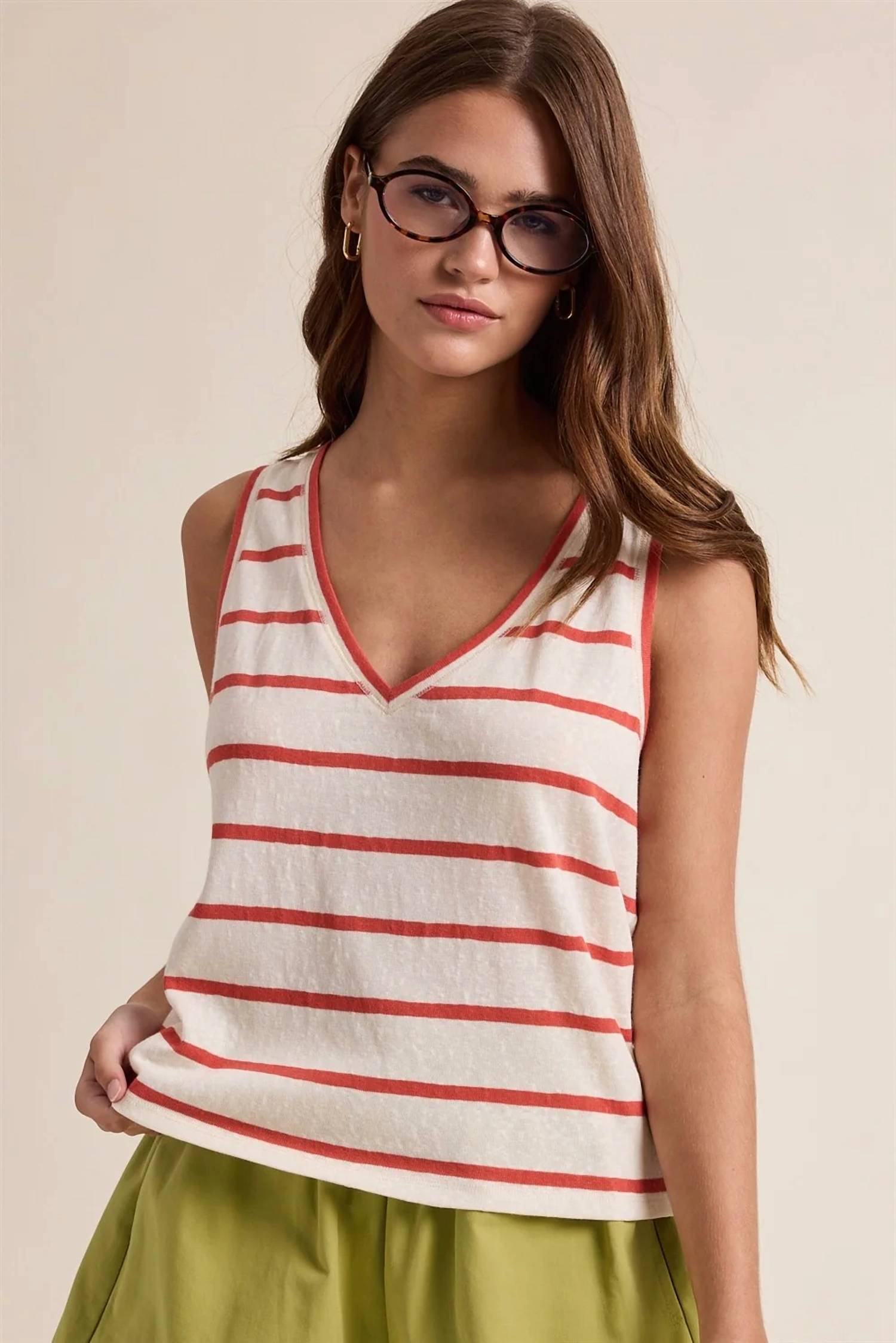 Wishlist - Striped Knit V-neck Tank Top