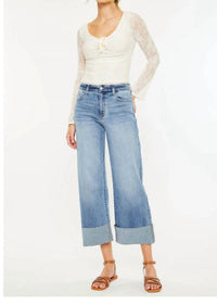 Kancan - Leslie High-rise Wide Leg Cuffed Jeans