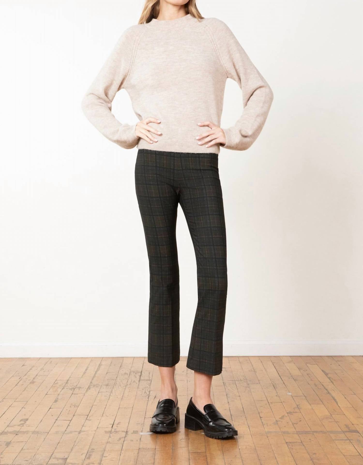 Avenue Montaigne Leo Flare Cut Pants in heritage plaid - women's pants