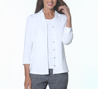 E.L.I. Three Quarter Sleeve Button Down in white - women's jacket