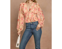 Dress Forum - Pastel Promise Plunging Raw Hem Blouse