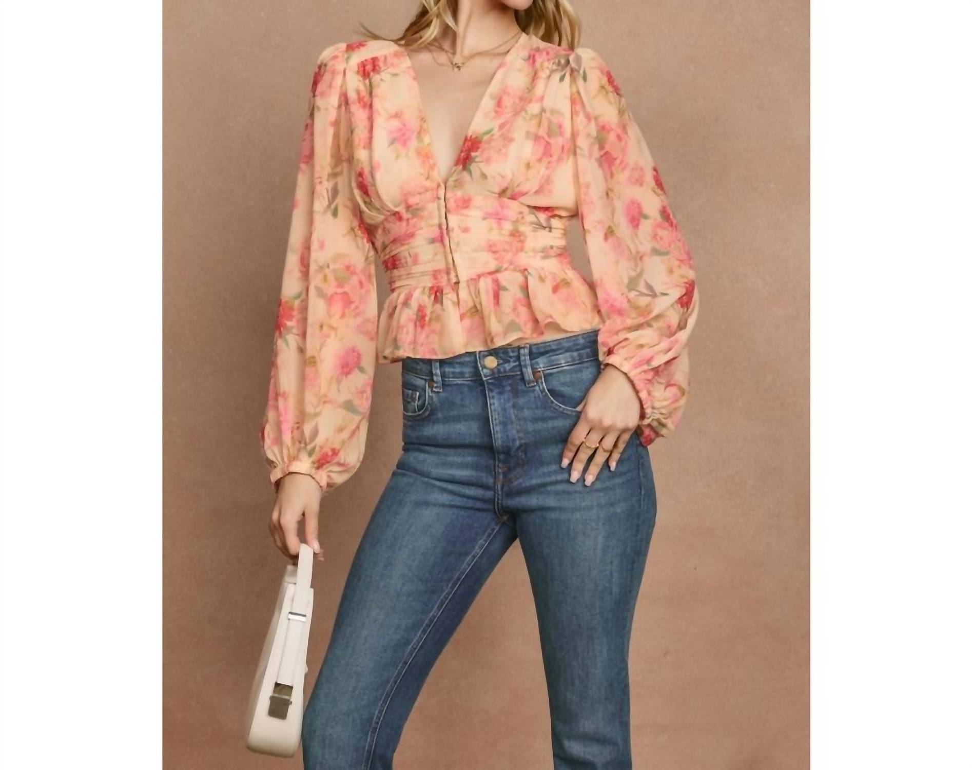 Dress Forum - Pastel Promise Plunging Raw Hem Blouse