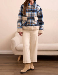 Tribal - Plaid Jacket With Sherpa Trim And Lining