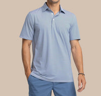 SOUTHERN TIDE Meadowbrook Stripe Polo in aged denim - men's shirt