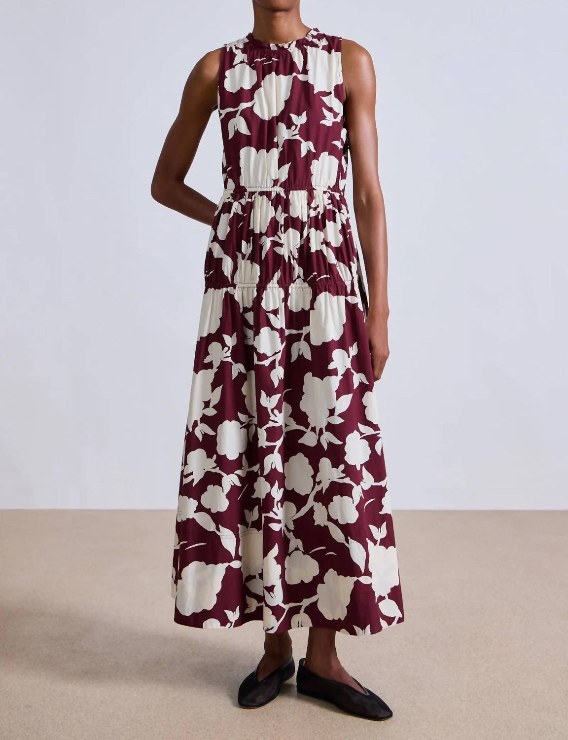 APIECE APART Arte Tank Maxi Dress in paz floral fig - women's dress