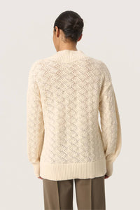 Soaked In Luxury - Musling V-neck Pointelle Knit Pullover Sweater