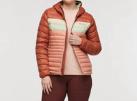 cotopaxi Women's Fuego Down Hooded Jacket in faded brick clay - women's top