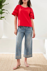 Tribal - FLUTTER SLEEVE TOP