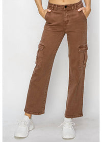 Risen - High Rise Crop Straight Cargo Pants