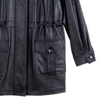 Clara Sun Woo - Liquid Leather Drawstring Waist Utility Jacket