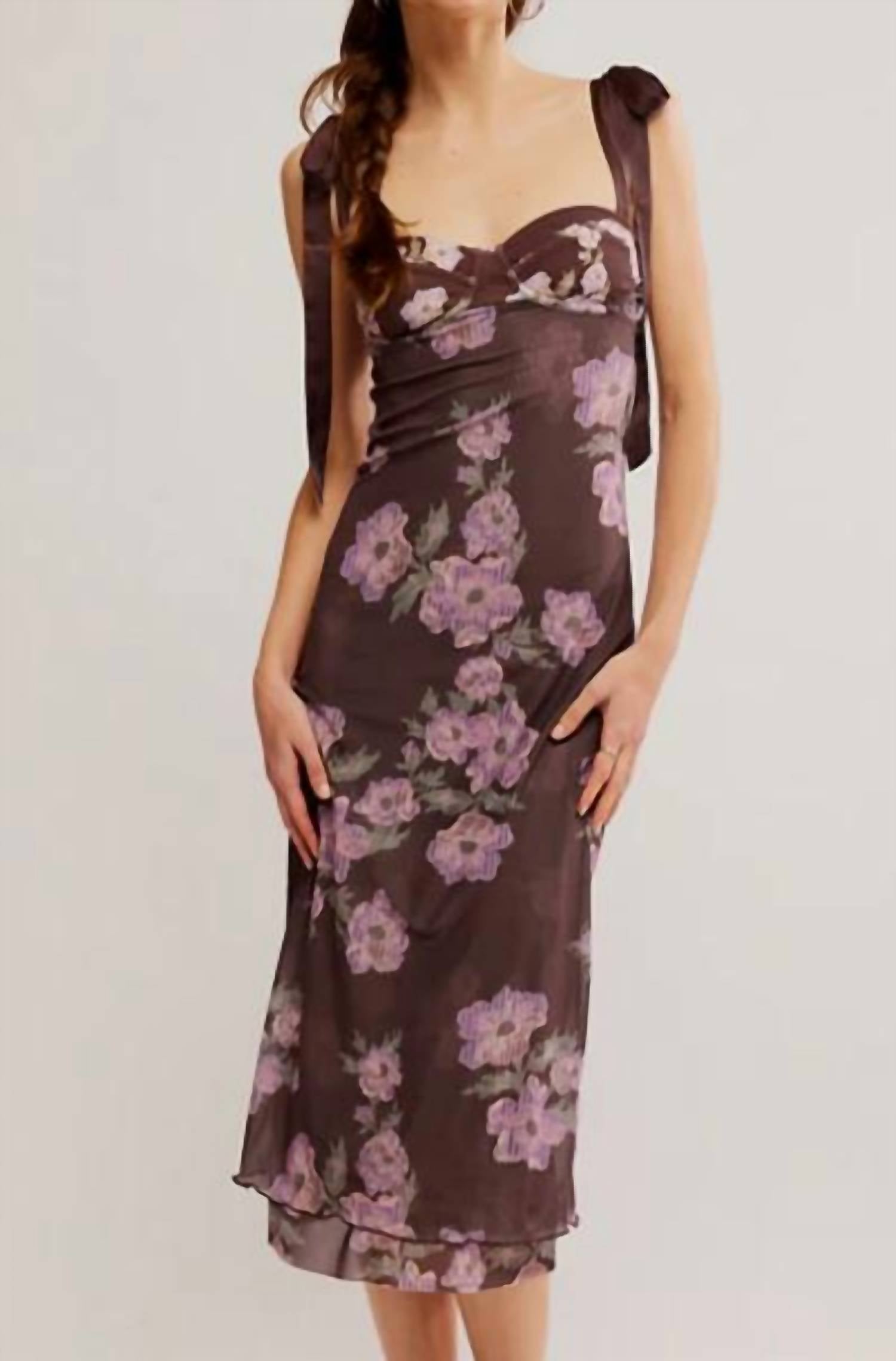 Free People Printed got glam slip dress in chocolate combo - women's dress