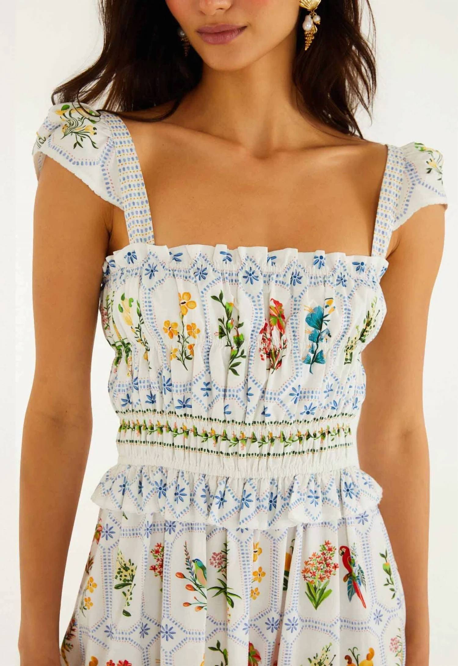 Farm Rio - Tropical Porcelain Organic Cotton Maxi Dress