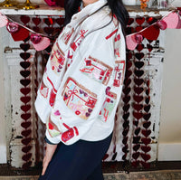 Queen Of Sparkles - Love Letters Henley Sequin Sweatshirt