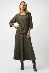 Joseph Ribkoff - Pleated Scoop Neckline Sleeves Boxy Top
