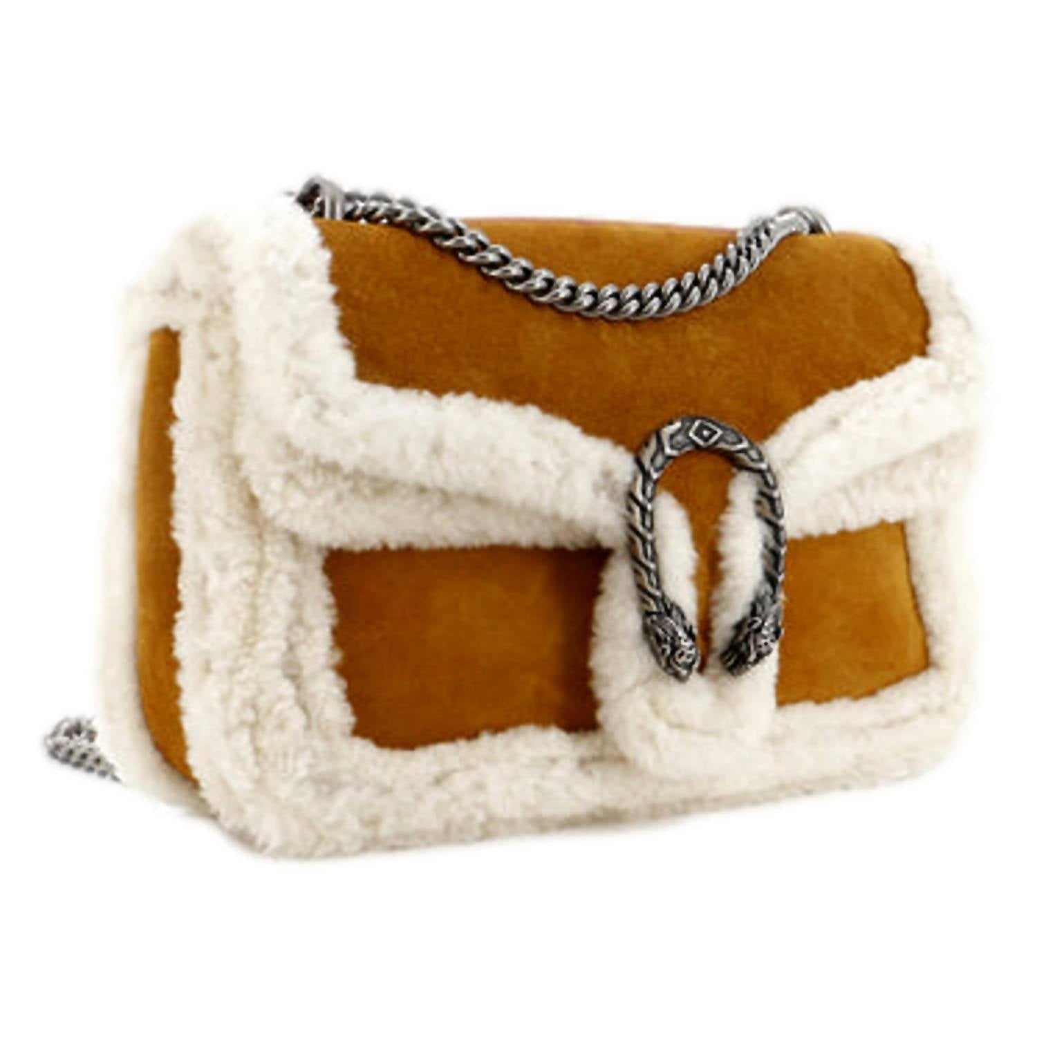 Gucci - Dionysus Suede With Shearling Medium Bag