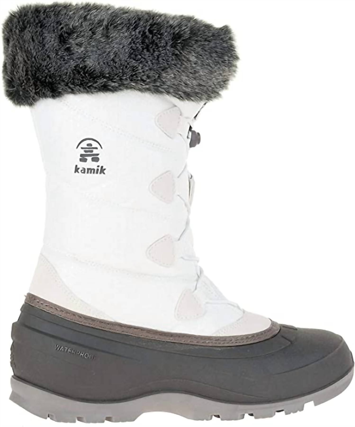 Kamik - Women's Momentum2 Pull On Rounded Toe Waterproof Fur Trim Ankle Snow Boots