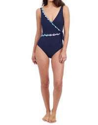 Profile By Gottex - Standard Harmony Striped Print Ruffle Trim Halter Tankini Bathing Suit