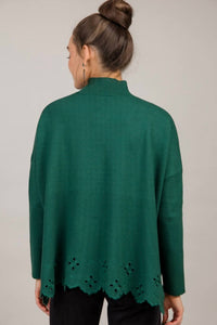 Entro - High Neck Eyelet Sweater