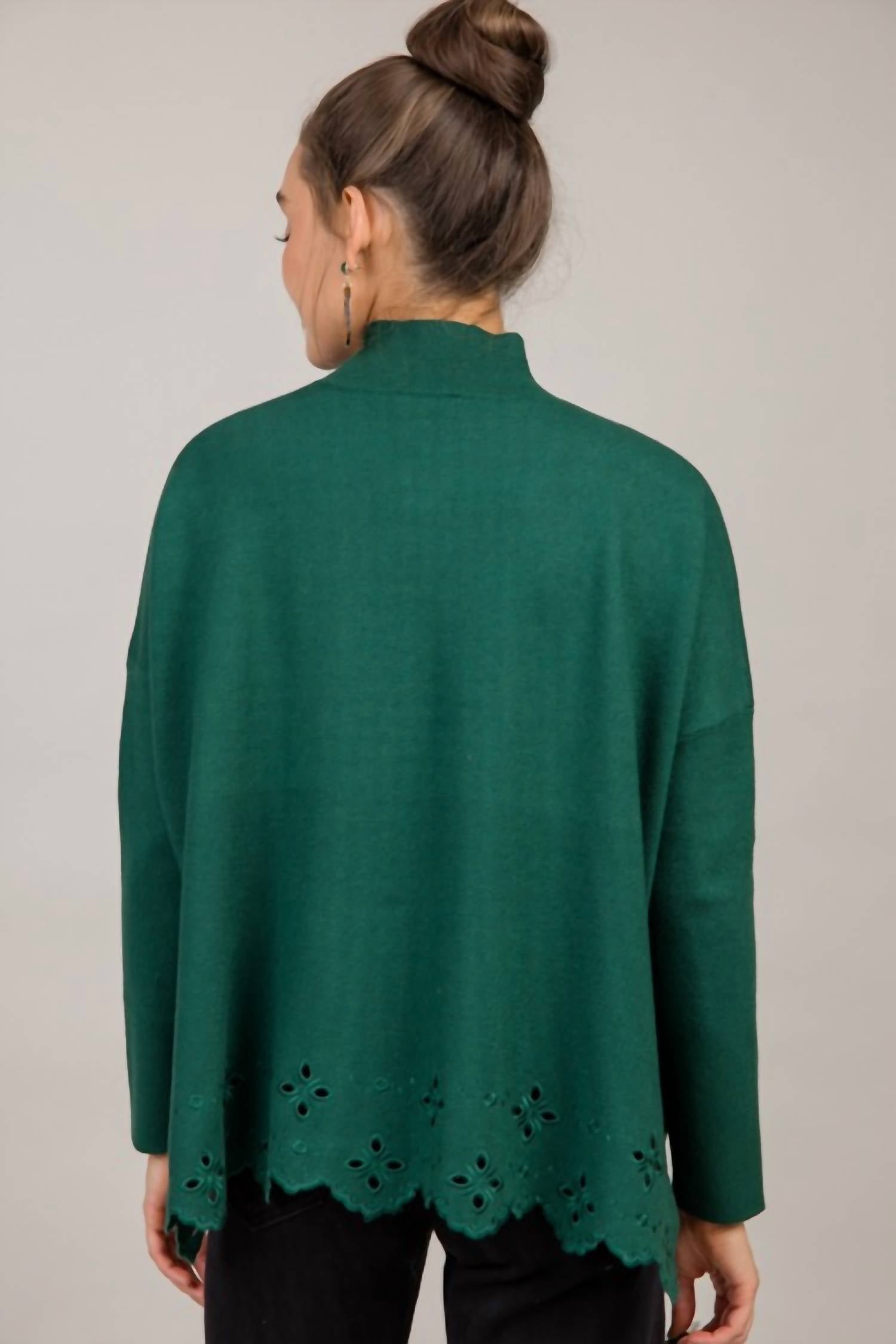 Entro - High Neck Eyelet Sweater