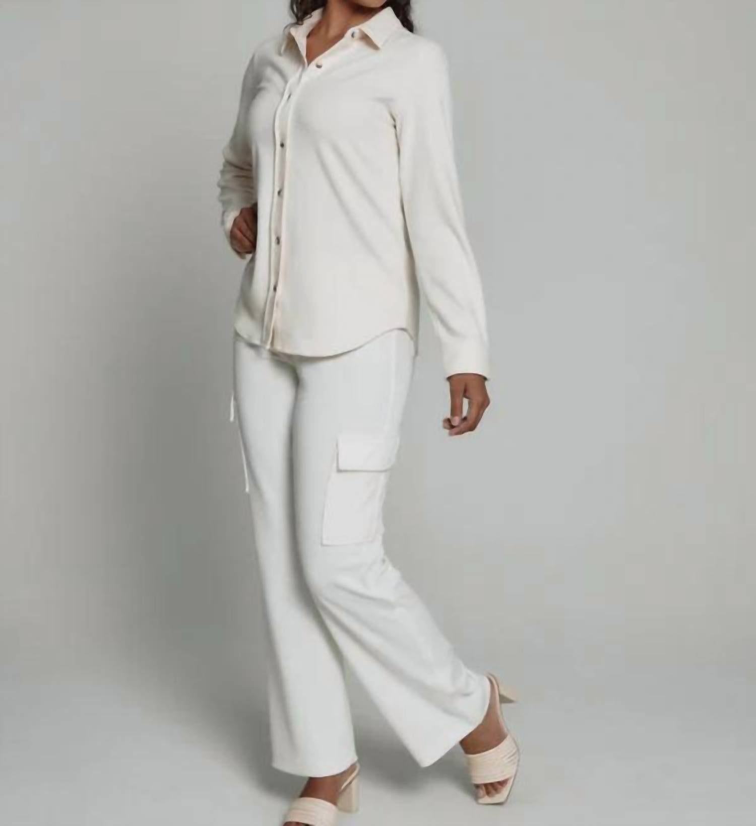 7Diamonds Generation Twill Button Down in birch - women's shirt - detail view