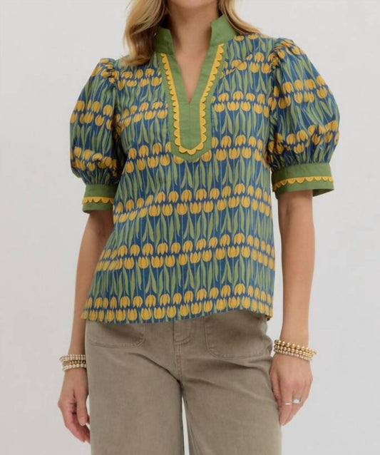Entro - Scalloped Trim Golden Tulip Top