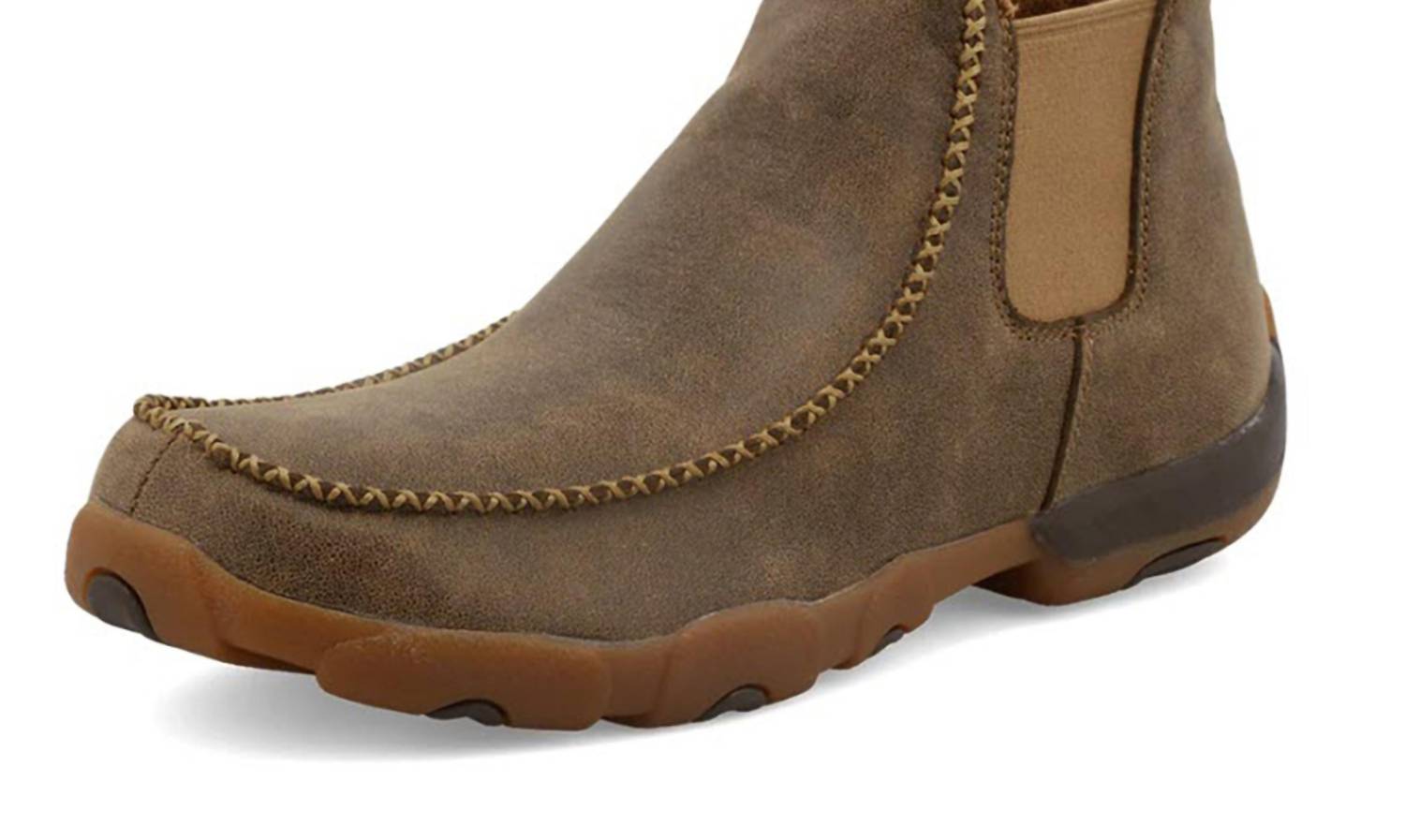 TWISTED X Men's Chelsea Slip-in Driving Shoe in driving shoe in brown bomber - men's sneaker - detail view