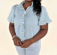 &Merci - Amabel Striped Ruffled Top