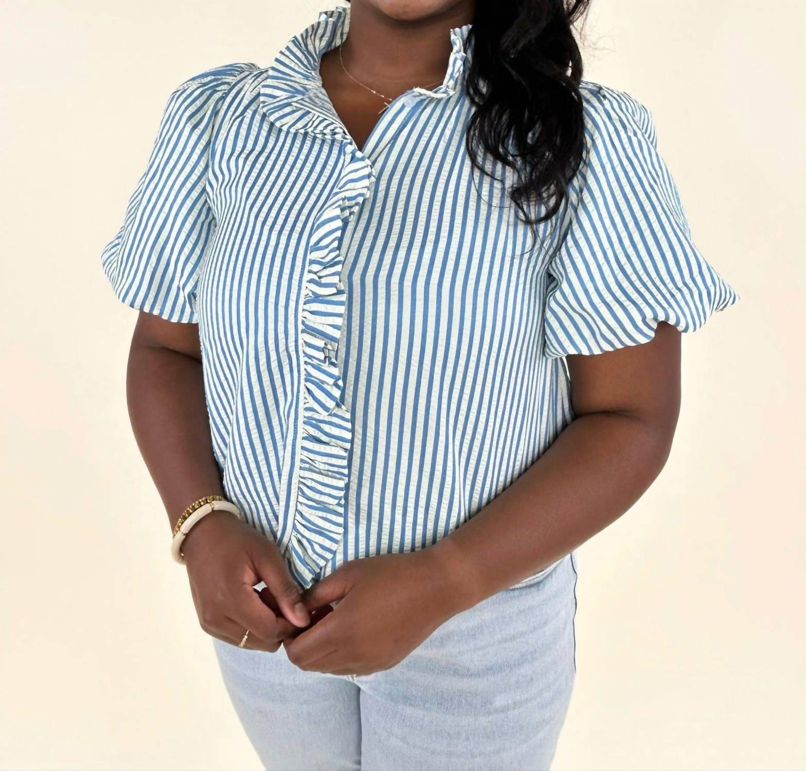 &Merci - Amabel Striped Ruffled Top