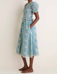 Sea - Kirsten Flower Print Short Sleeve Midi Dress