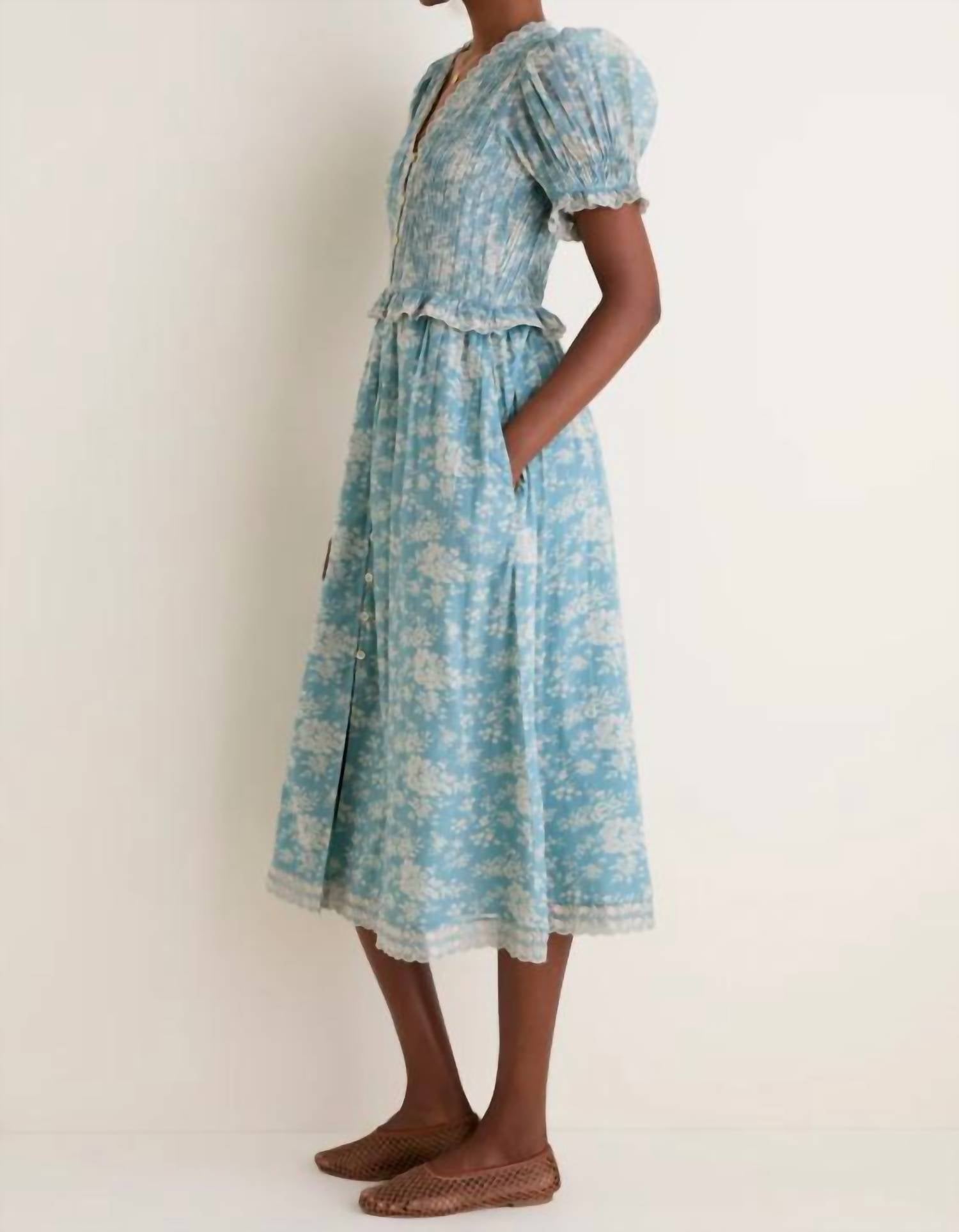 Sea - Kirsten Flower Print Short Sleeve Midi Dress