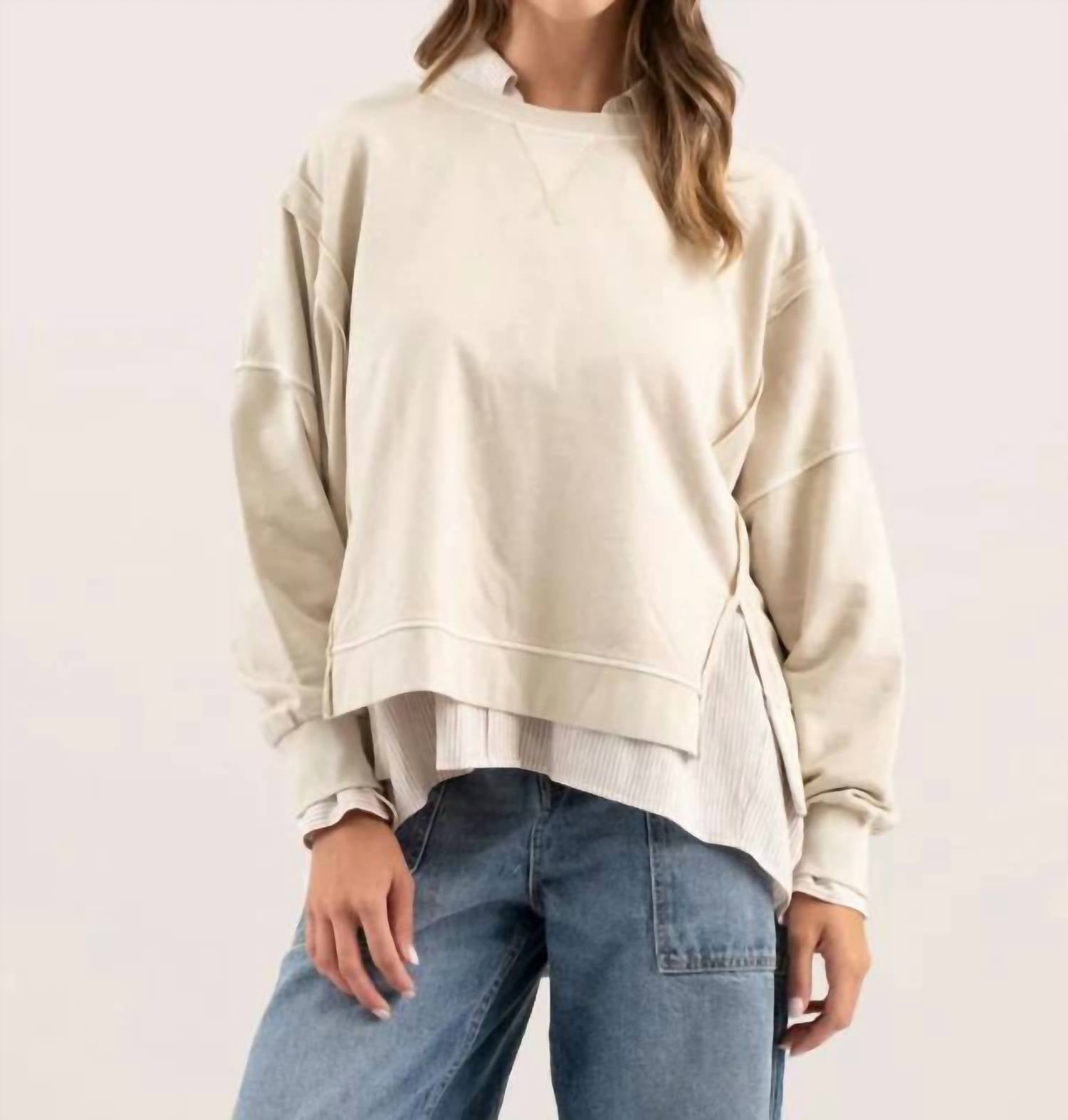 Blu Pepper - Washed Extended Shoulder Knit Top
