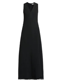 JONATHAN SIMKHAI Lowri Sleeveless Fringe-hem Maxi Dress in black - women's dress - view 4