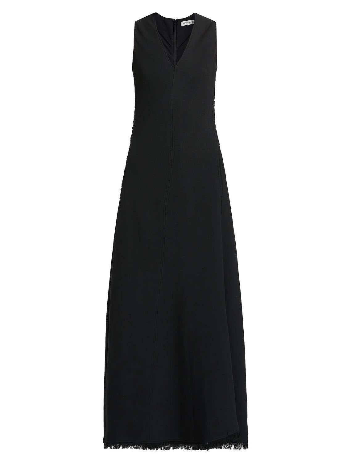 JONATHAN SIMKHAI Lowri Sleeveless Fringe-hem Maxi Dress in black - women's dress - view 4