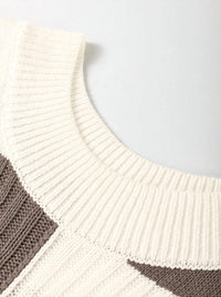 Fashionworks - Checkered Colorblock Short Sleeve Sweater