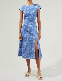 SUGARLIPS Borage Floral Everbloom Cutout Midi Dress in blue - women's dress
