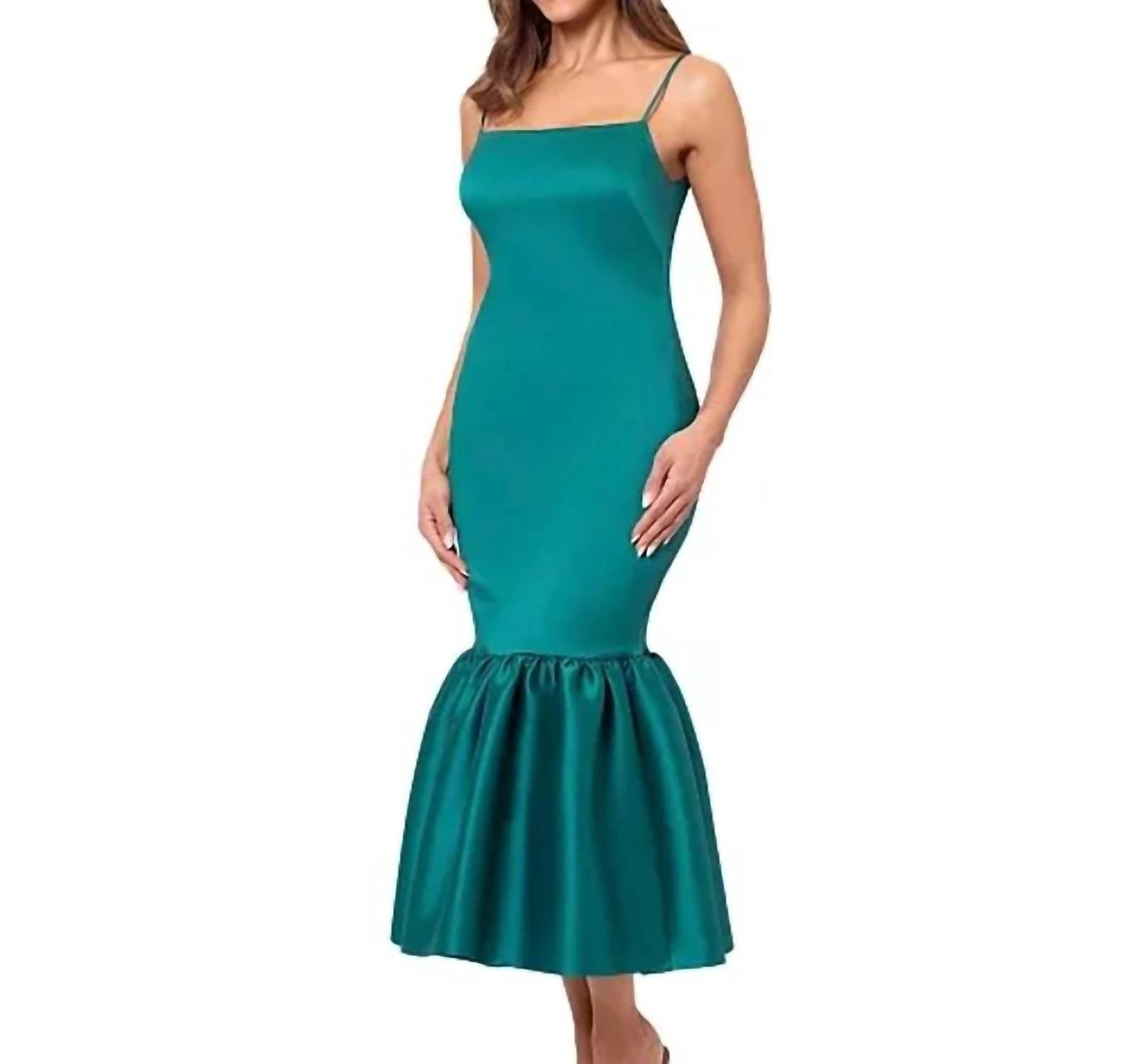 Betsy & Adam Women's Flounce-Hem Midi Dress - Green