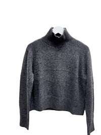 JESSIE LIU Wool Mohair Blended Mockneck Sweater in grey - women's sweater - detail view