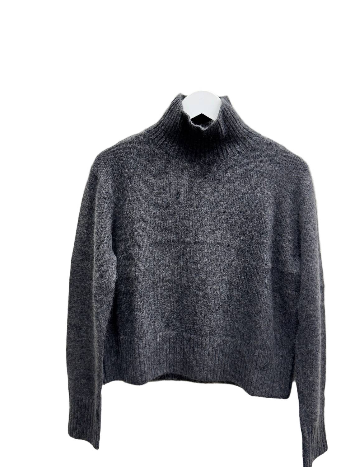 JESSIE LIU Wool Mohair Blended Mockneck Sweater in grey - women's sweater - detail view