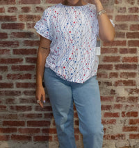 Multiples - Dotted Flounce Sleeve Top