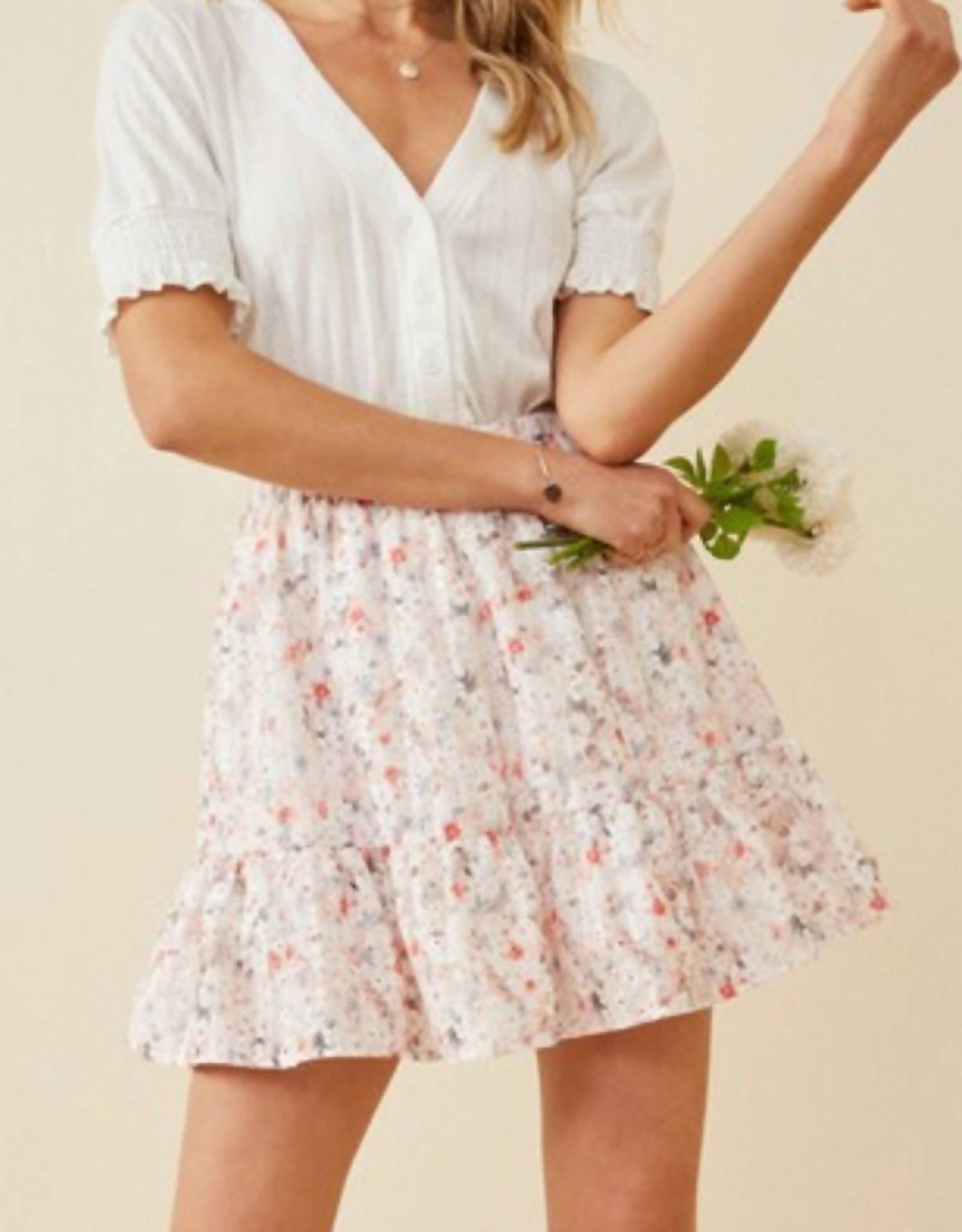 Hayden Girls - Eyelet Embroidered Floral Elastic Waist Mini Skirt
