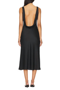 Katie May - Women's Draped Deep Front And Back Neckline Heidi Midi Dress