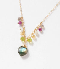 Anne Vaughan Women's Beaded Gemstone Pendant Necklace in multi - women's jewelry - detail view