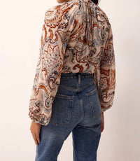 Marie Oliver - Scottie Paisley Print Crinkle Chiffon Printed Top