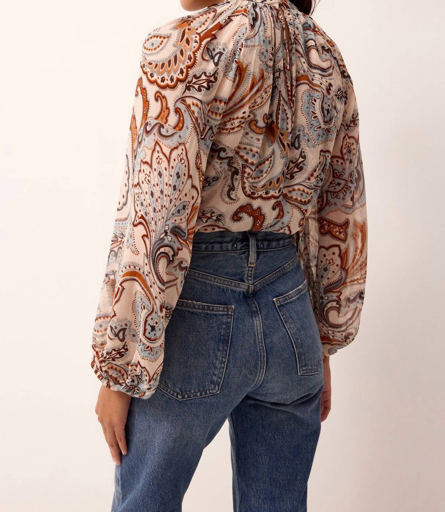 Marie Oliver - Scottie Paisley Print Crinkle Chiffon Printed Top