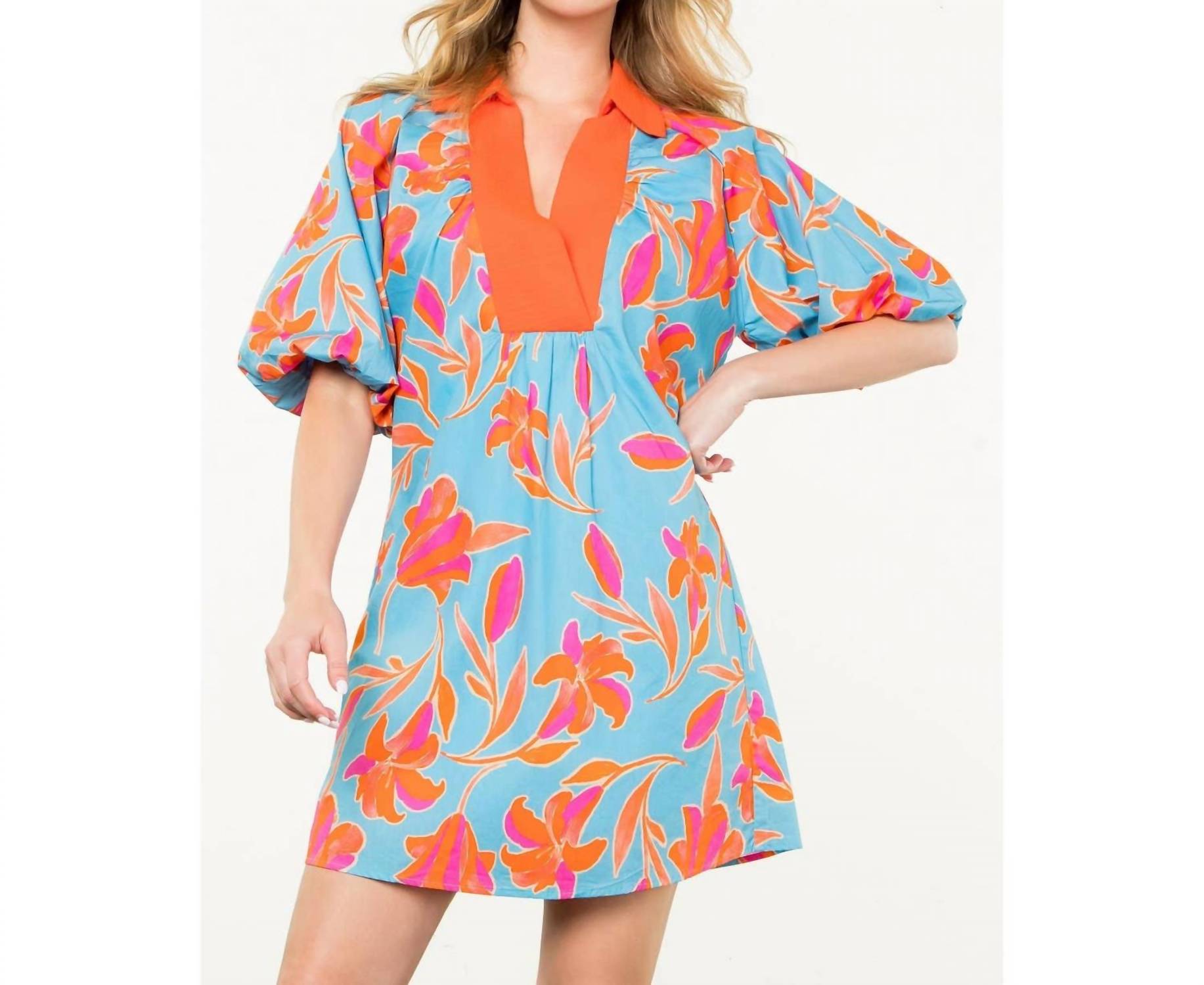 Thml - Puff Sleeve Flower Print Dress