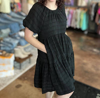 Gigio - Textured Loose Fit Dress With Bow Ties